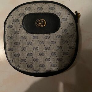 Gucci Navy and Gold Zipper Pouch